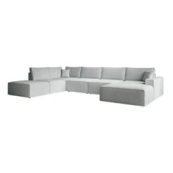 Meubella - Manolo - Hoekbank 5-zits Met Chaise Longue - Stof Grijs - Rechts