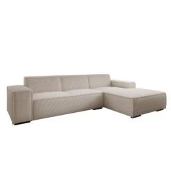 Meubella - Hoekbank Cardiff - Beige - Ribstof - Rechts