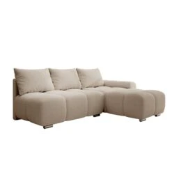 Meubella - Broome - Hoekbank 3-zits - Beige Teddystof - Rechts