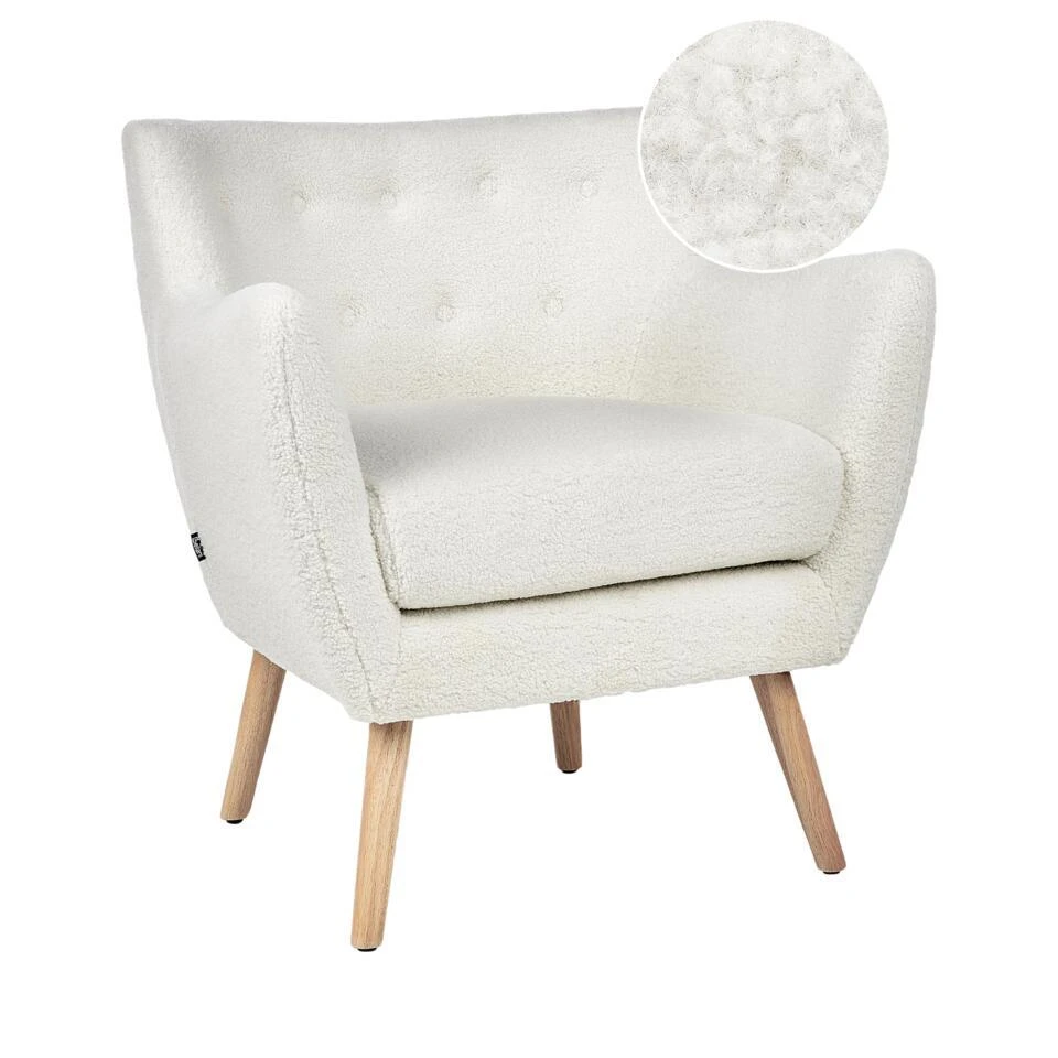 DRAMMEN - Chesterfield Fauteuil - Wit - Bouclé 1 DRAMMEN - Chesterfield Fauteuil - Wit - Bouclé