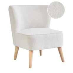 ALVEN - Fauteuil - Gebroken Wit - Bouclé