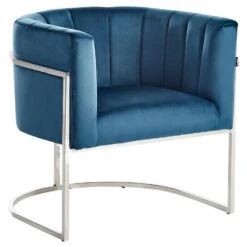 LARVIK - Fauteuil - Blauw - Fluweel