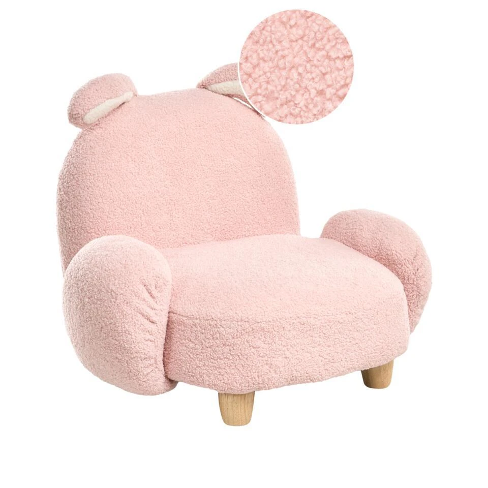 KANNA - Kinderfauteuil - Pastelroze - Bouclé 1 KANNA - Kinderfauteuil - Pastelroze - Bouclé