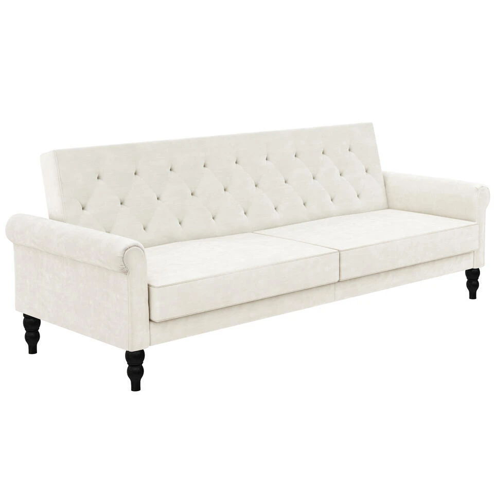 Tyne - 3-zits Slaapbank In Crèmekleurige Fluwell 1 Tyne - 3-zits Slaapbank In Crèmekleurige Fluwell