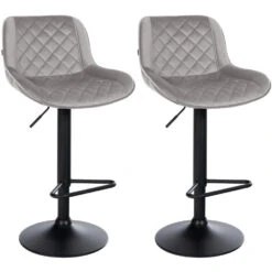 CLP Set Van 2 Barkruk Kasson Zwart Frame - Fluweel - Grijs