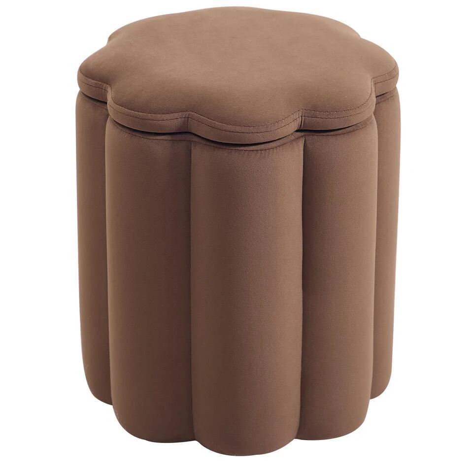 Fluweel Bruine Salonpoef Met Opbergruimte 1 Fluweel Bruine Salonpoef Met Opbergruimte