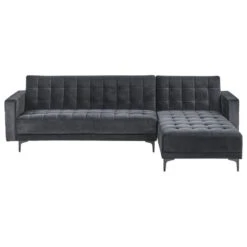 ABERDEEN - Hoekbank - Zwart/Zwart - Linkszijdig - Fluweel