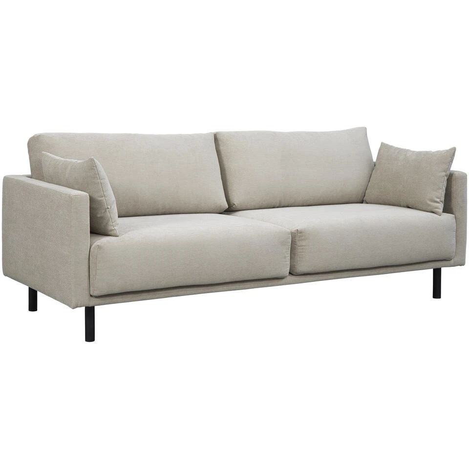 Bank Siem 3-zits - Ribstof Fjord - Beige 2 Bank Siem 3-zits - Ribstof Fjord - Beige - Afbeelding 2