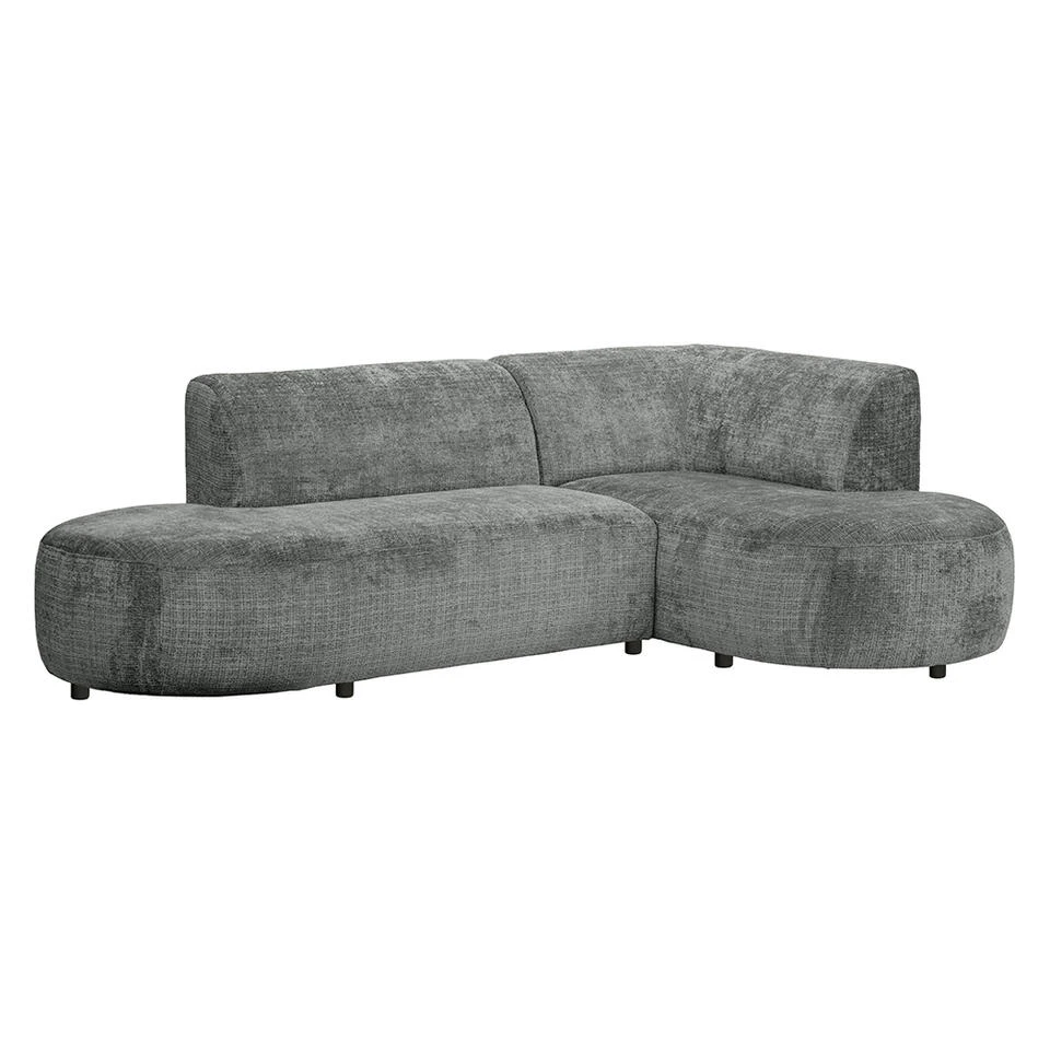 Hoekbank Luna Rechts - Stof Cremona - Grijs 2 Hoekbank Luna Rechts - Stof Cremona - Grijs - Afbeelding 2