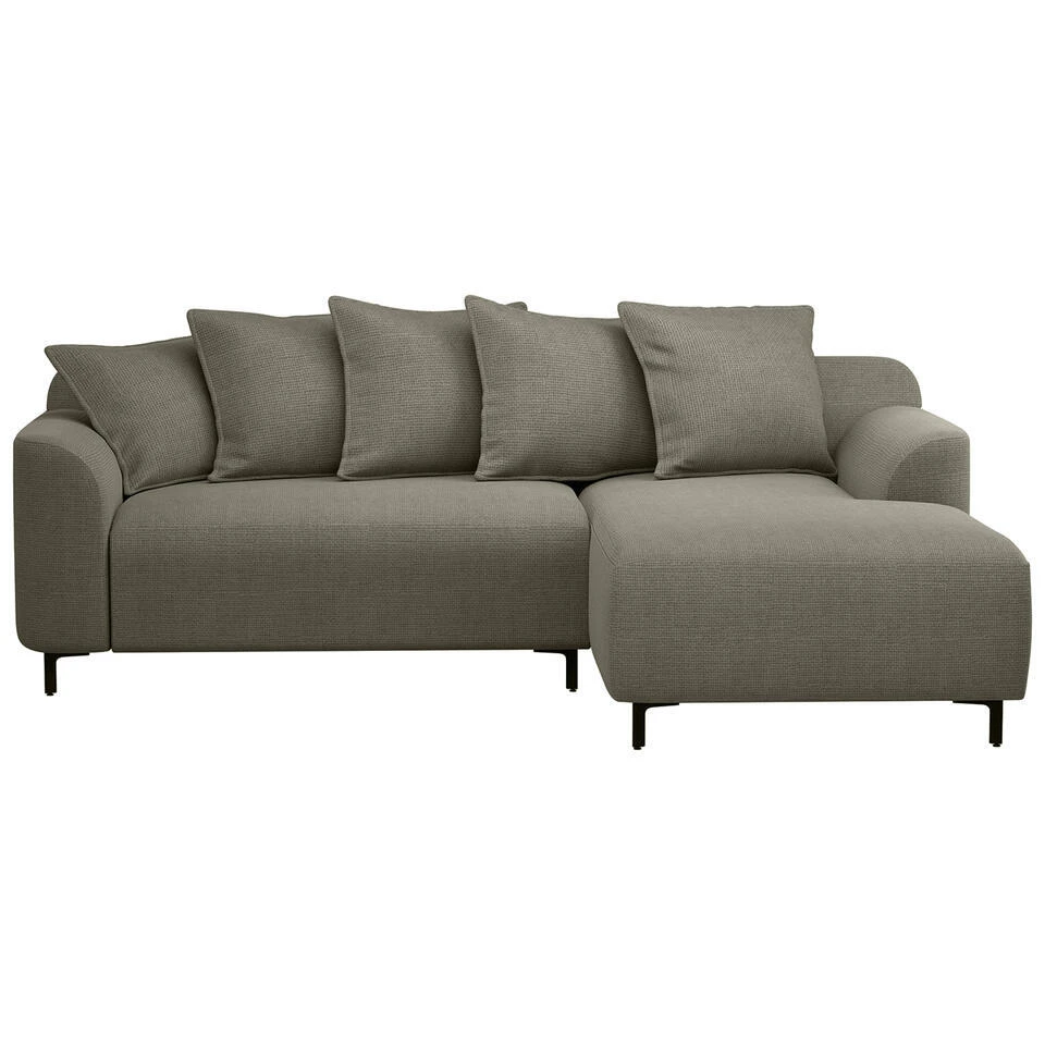 Bank Elsa Met Chaise Longue Rechts - Stof Eden - Mokka 1 Bank Elsa Met Chaise Longue Rechts - Stof Eden - Mokka