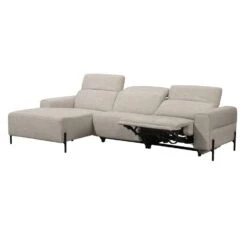 Hoekbank Dave Links - Elektrisch Verstelbaar - Stof Pure - Lichtgrijs -Leenbakker Winkel 10112249 0301