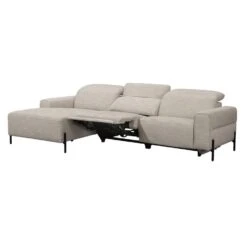 Hoekbank Dave Links - Elektrisch Verstelbaar - Stof Pure - Lichtgrijs -Leenbakker Winkel 10112249 0303