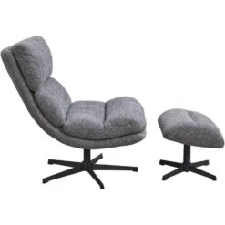 Fauteuil Bobbi Incl. Hocker - Antraciet -Leenbakker Winkel 10201089 8000