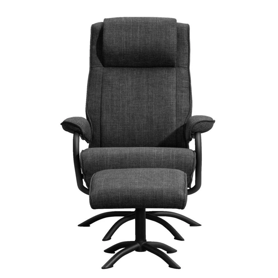 Relaxfauteuil Vincent Incl. Hocker - Stof Bjorn - Antraciet 2 Relaxfauteuil Vincent Incl. Hocker - Stof Bjorn - Antraciet - Afbeelding 2