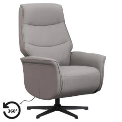 Relaxfauteuil Boaz Lederlook - Elektrisch Verstelbaar - Taupe