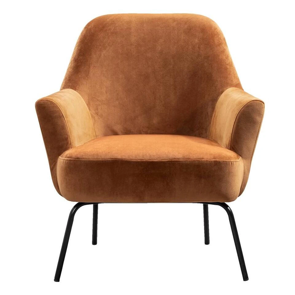 Fauteuil Hamburg - Fluweel - Koper 1 Fauteuil Hamburg - Fluweel - Koper