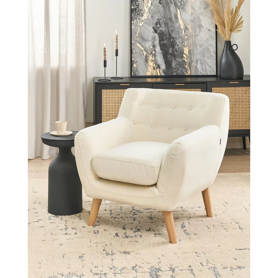 MOTALA - Chesterfield Fauteuil - Lichtbeige - Polyester 2 MOTALA - Chesterfield Fauteuil - Lichtbeige - Polyester - Afbeelding 2