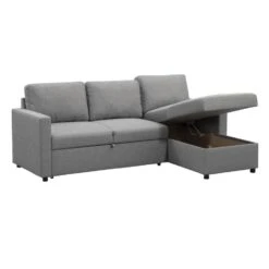 Slaapbank Turijn Met Opbergruimte - Grijs - 82x215x145 Cm -Leenbakker Winkel 12600490 0301