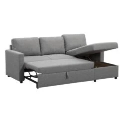 Slaapbank Turijn Met Opbergruimte - Grijs - 82x215x145 Cm -Leenbakker Winkel 12600490 0303