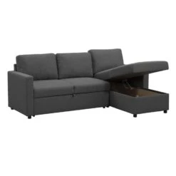 Slaapbank Turijn Met Opbergruimte - Antraciet - 82x215x145 Cm -Leenbakker Winkel 12600495 0301