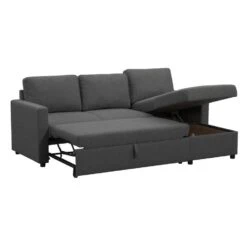 Slaapbank Turijn Met Opbergruimte - Antraciet - 82x215x145 Cm -Leenbakker Winkel 12600495 0303