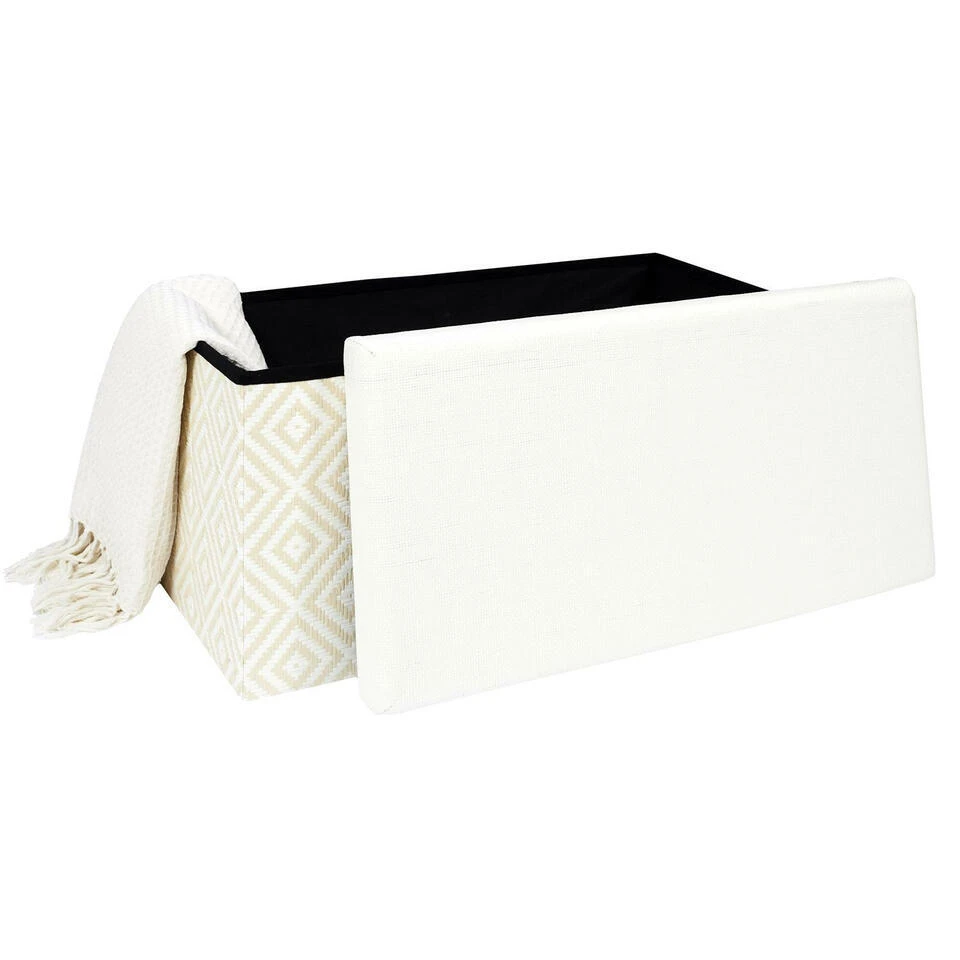 Home Deco Poefje - Opbergbox - Wit/zwart - 76 X 38 Cm 7 Home Deco Poefje - Opbergbox - Wit/zwart - 76 X 38 Cm - Afbeelding 7