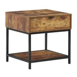 Beliani Nachtkast BERKLEY - Donkere Houtkleur Spaanplaat