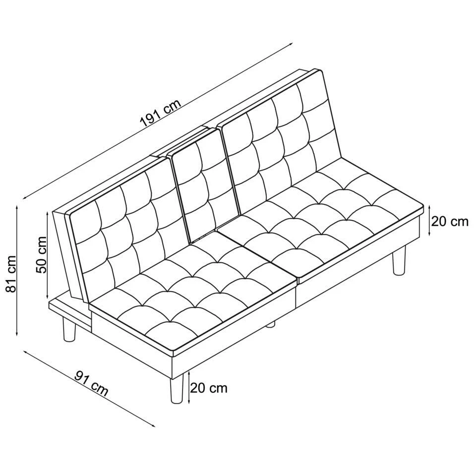 Maine - Slaapbank In Crèmekleurige Ribstof 7 Maine - Slaapbank In Crèmekleurige Ribstof - Afbeelding 7