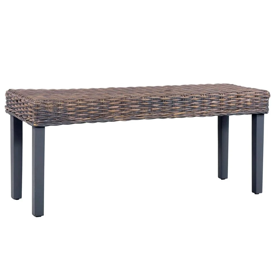 VidaXL Bankje 110 Cm Natuurlijk Kubu Rattan En Massief Mangohout Grijs 1 VidaXL Bankje 110 Cm Natuurlijk Kubu Rattan En Massief Mangohout Grijs