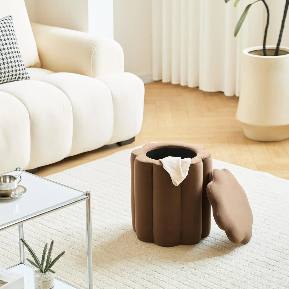 Fluweel Bruine Salonpoef Met Opbergruimte 9 Fluweel Bruine Salonpoef Met Opbergruimte - Afbeelding 9