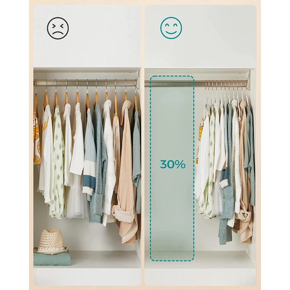 Kledinghangers Voor Kinderen - Set Van 50 - Fluweel - Anti-Slip - Wit 3 Kledinghangers Voor Kinderen - Set Van 50 - Fluweel - Anti-Slip - Wit - Afbeelding 3