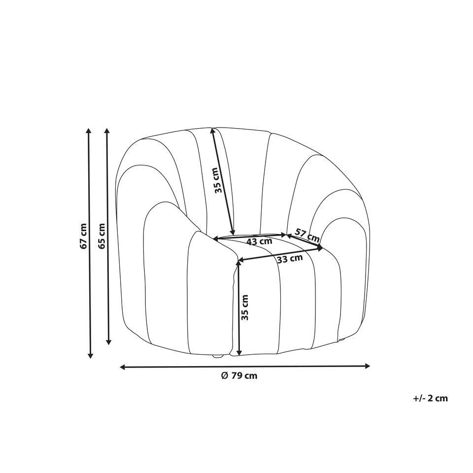 MALUNG - Fauteuil - Crème - Fluweel 3 MALUNG - Fauteuil - Crème - Fluweel - Afbeelding 3