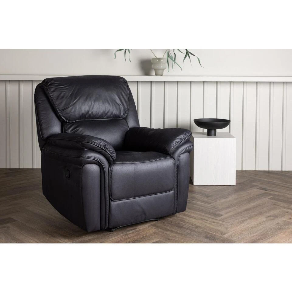 Svea - Kazo Verstelbare Fauteuil - Lederlook - Zwart 3 Svea - Kazo Verstelbare Fauteuil - Lederlook - Zwart - Afbeelding 3