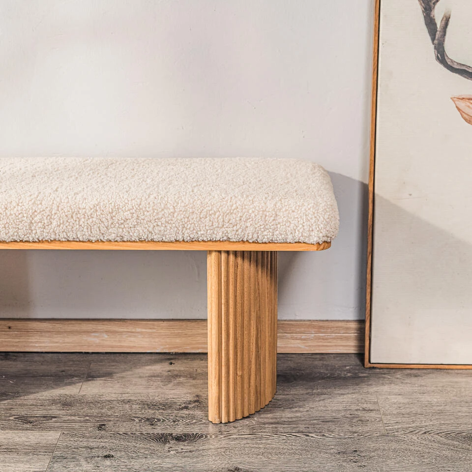 Bank Van Massief Hout En Witte Lussen 8 Bank Van Massief Hout En Witte Lussen - Afbeelding 8