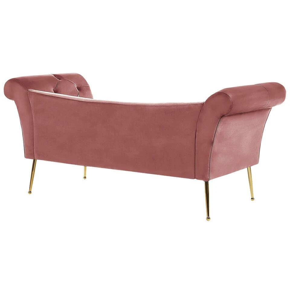 NANTILLY - Chaise Longue - Roze - Symmetrisch - Fluweel 5 NANTILLY - Chaise Longue - Roze - Symmetrisch - Fluweel - Afbeelding 5