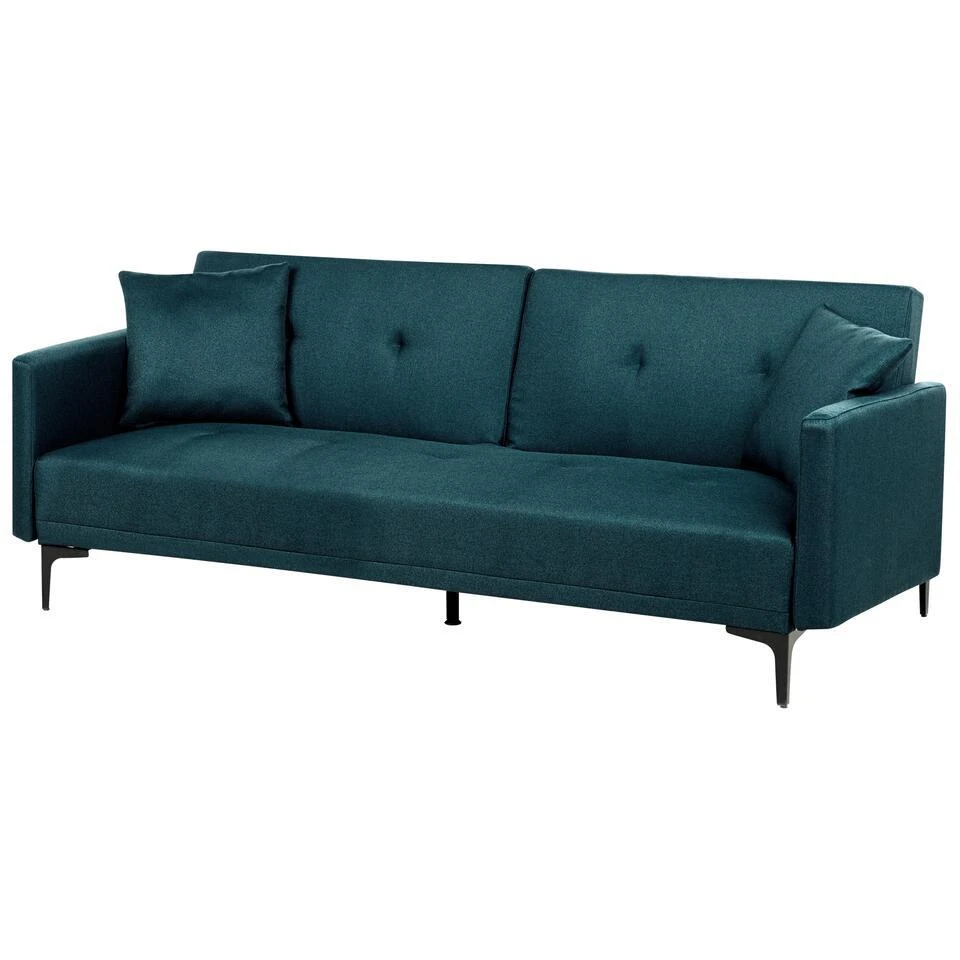 LUCAN - Slaapbank 3-zits - Blauw - Polyester 7 LUCAN - Slaapbank 3-zits - Blauw - Polyester - Afbeelding 7