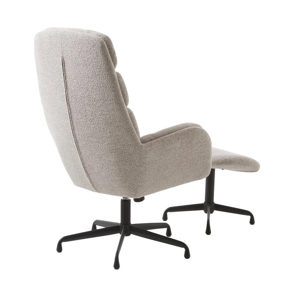 Fauteuil Bouclé Taupe/Zwart - Voetenbank - 70x77x110cm - Sifton 6 Fauteuil Bouclé Taupe/Zwart - Voetenbank - 70x77x110cm - Sifton - Afbeelding 6