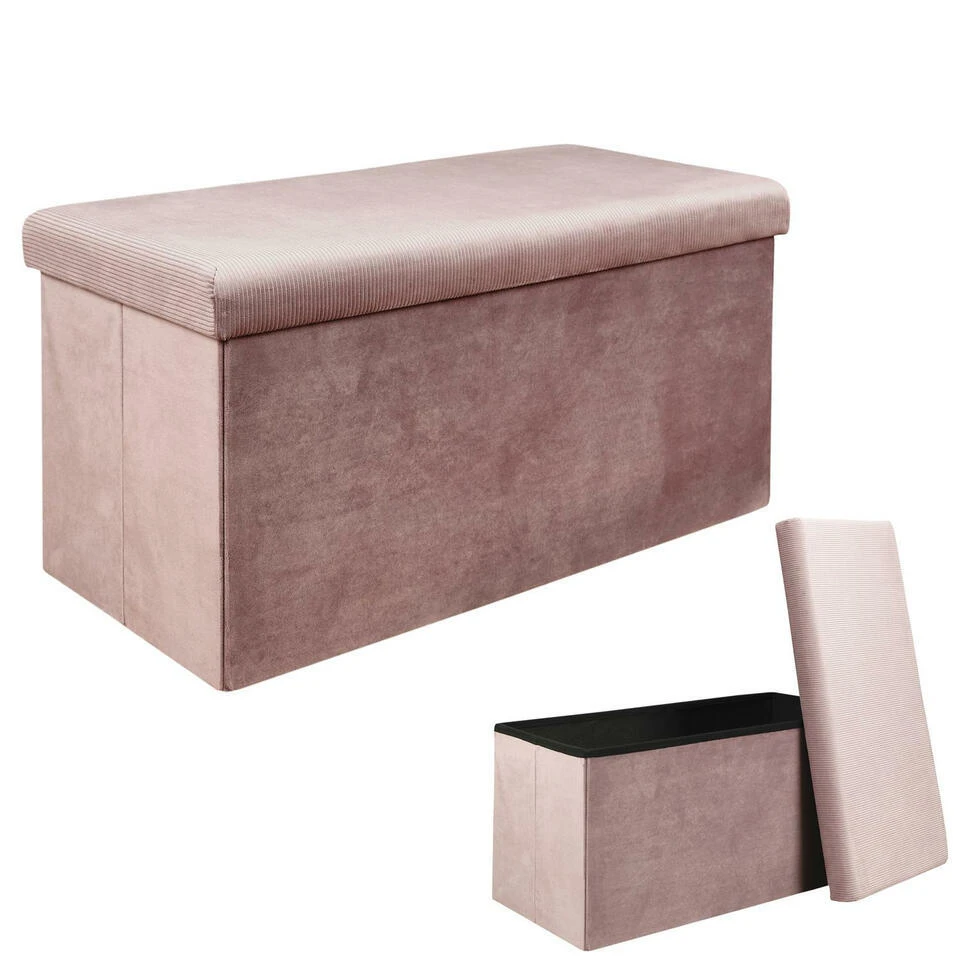 Home Deco Poef Velvet - Opbergbox - Oud Roze - 76 X 38 Cm 2 Home Deco Poef Velvet - Opbergbox - Oud Roze - 76 X 38 Cm - Afbeelding 2