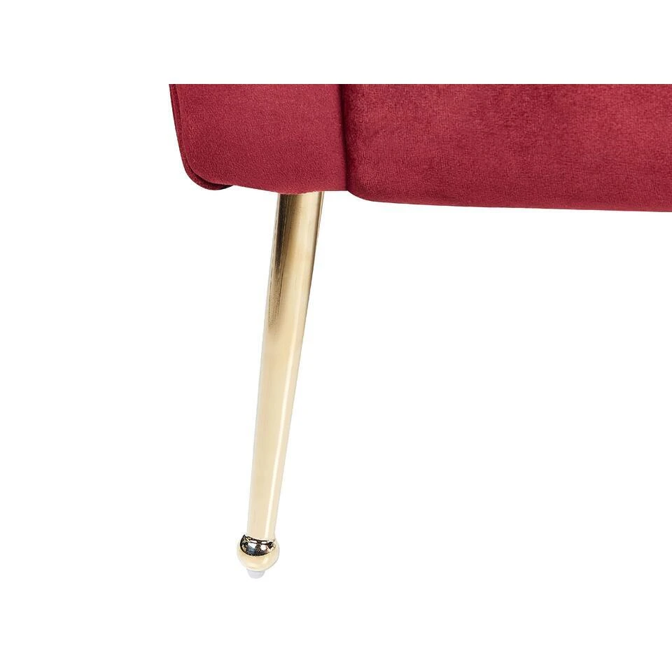 NANTILLY - Chaise Longue - Rood - Fluweel 7 NANTILLY - Chaise Longue - Rood - Fluweel - Afbeelding 7
