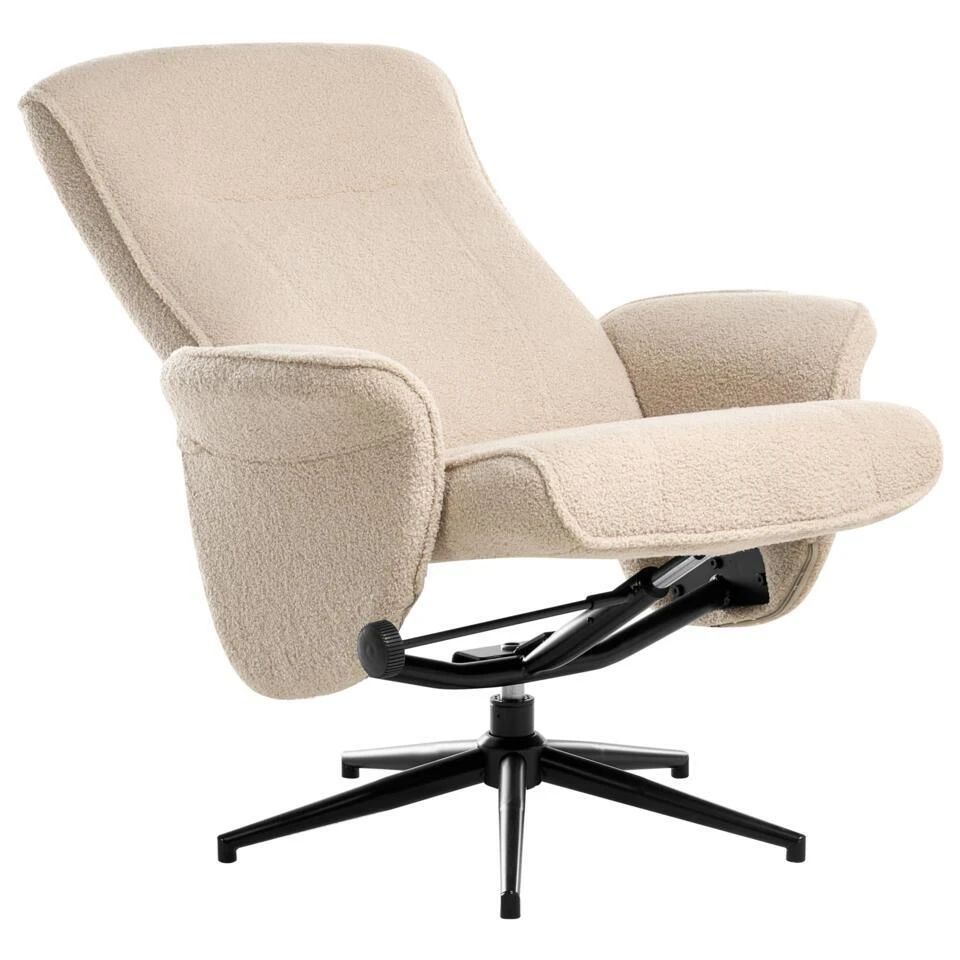 JAPET - Relaxfauteuil Met Voetenbank - Beige - Bouclé 7 JAPET - Relaxfauteuil Met Voetenbank - Beige - Bouclé - Afbeelding 7