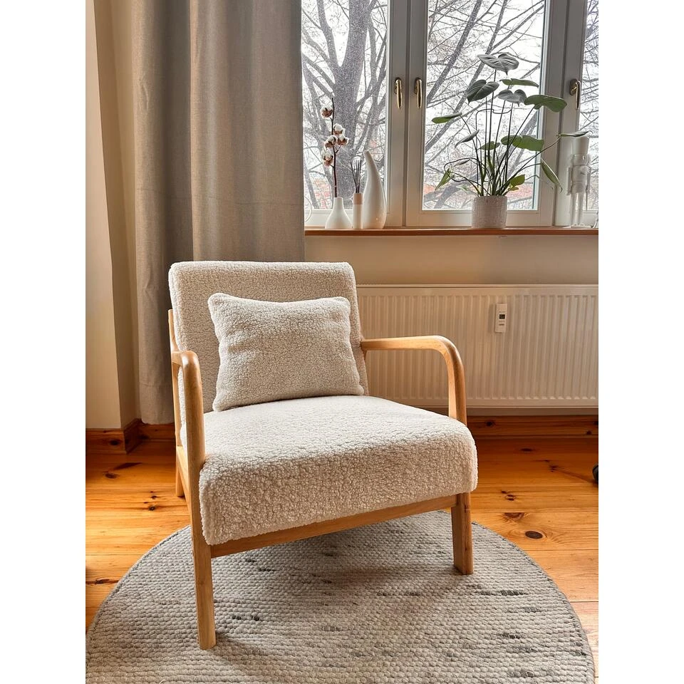 Fauteuil Van Massief Hout En Witte Lussen 7 Fauteuil Van Massief Hout En Witte Lussen - Afbeelding 7