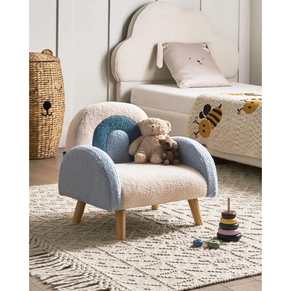 OMBO - Kinderfauteuil - Lichtblauw - Bouclé 2 OMBO - Kinderfauteuil - Lichtblauw - Bouclé - Afbeelding 2