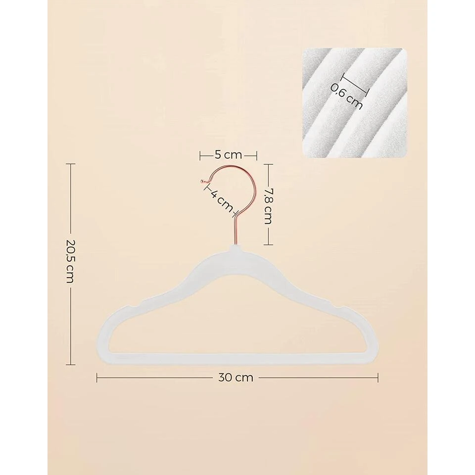 Kledinghangers Voor Kinderen - Set Van 50 - Fluweel - Anti-Slip - Wit 5 Kledinghangers Voor Kinderen - Set Van 50 - Fluweel - Anti-Slip - Wit - Afbeelding 5