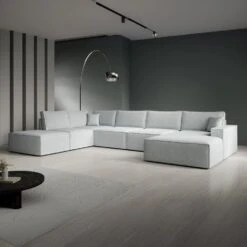 Meubella - Manolo - Hoekbank 5-zits Met Chaise Longue - Stof Grijs - Rechts -Leenbakker Winkel 2b35cf0ad49c481da6d94b157688ab97