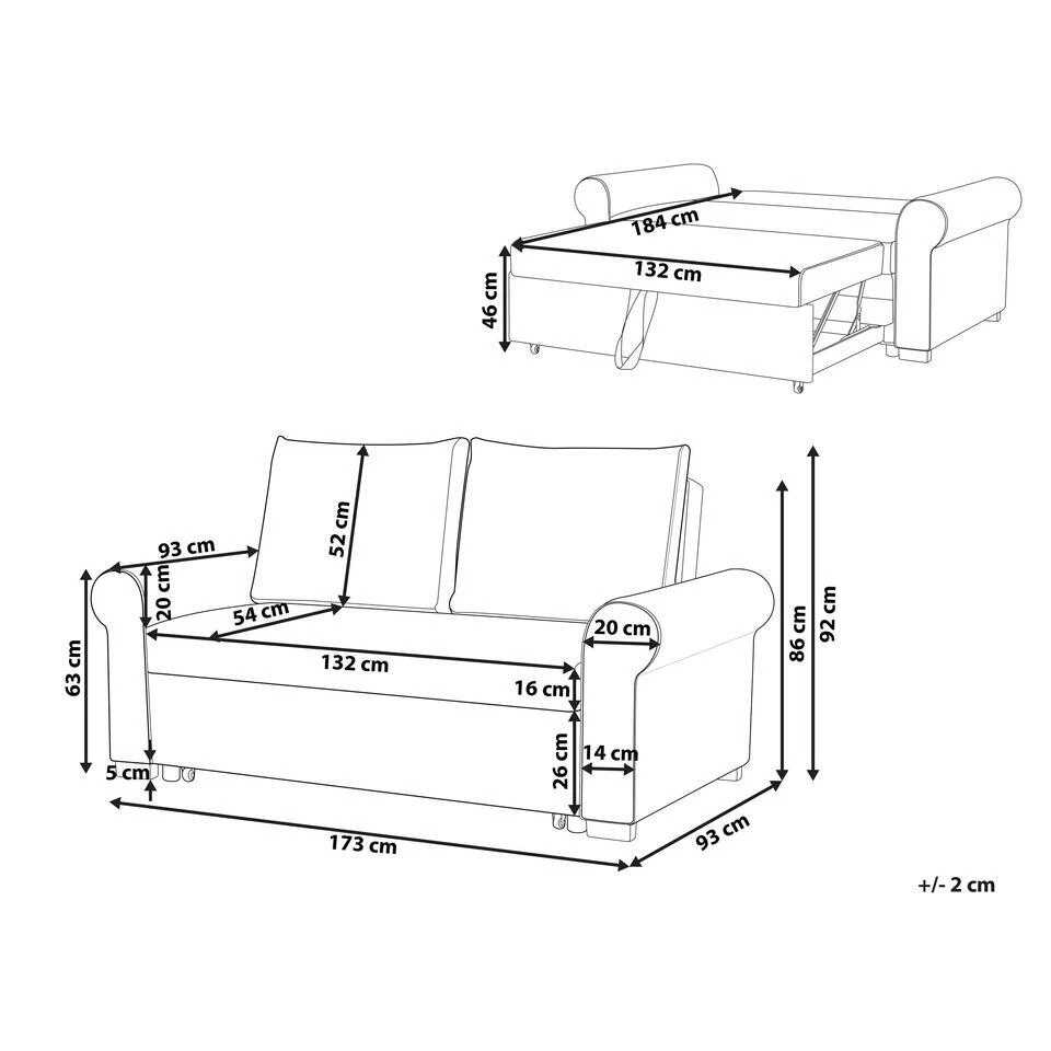 SILDA - Slaapbank - Crème - Polyester 3 SILDA - Slaapbank - Crème - Polyester - Afbeelding 3