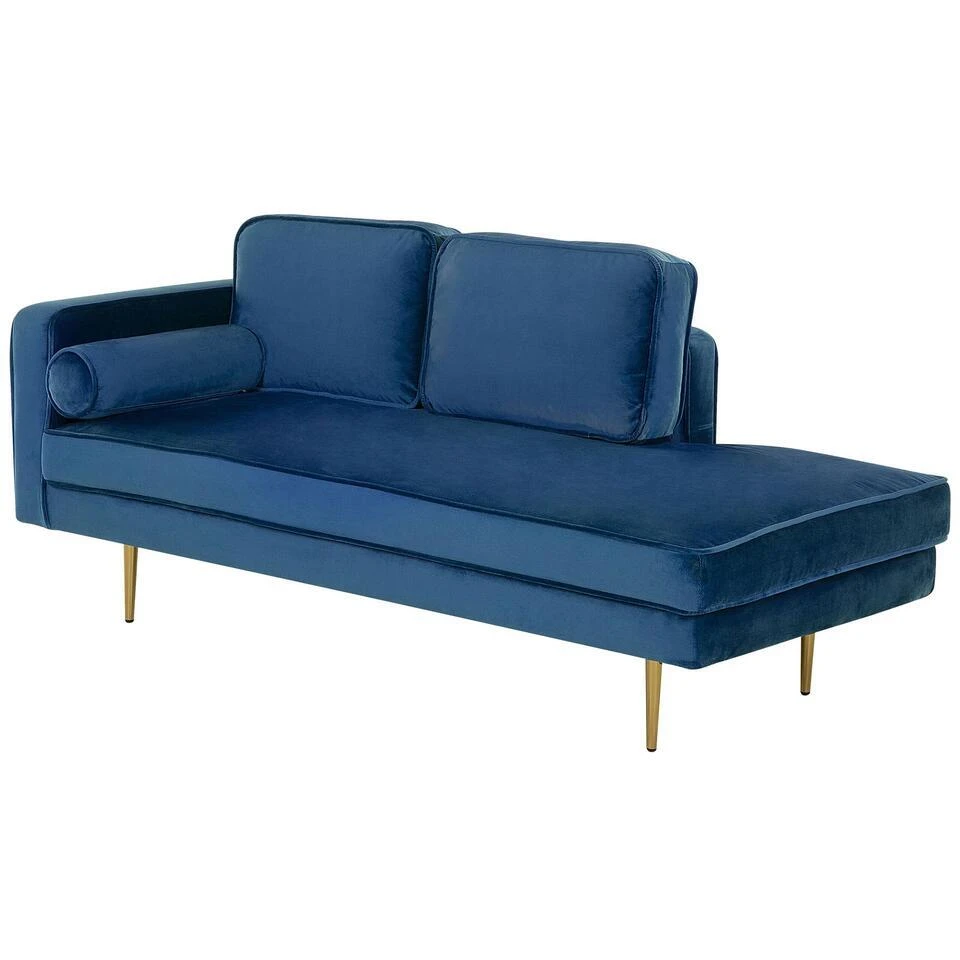 MIRAMAS - Chaise Longue - Blauw - Linkerzijde - Fluweel 4 MIRAMAS - Chaise Longue - Blauw - Linkerzijde - Fluweel - Afbeelding 4
