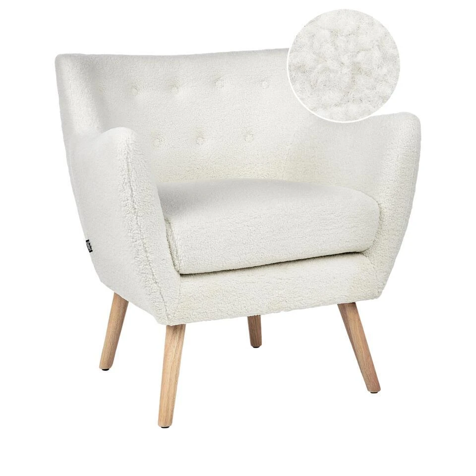 DRAMMEN - Chesterfield Fauteuil - Wit - Bouclé 3 DRAMMEN - Chesterfield Fauteuil - Wit - Bouclé - Afbeelding 3