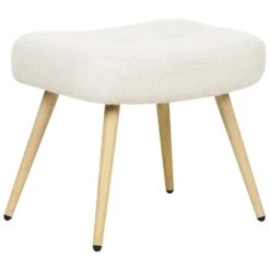 VEJLE II- Fauteuil Met Hocker - Wit - Bouclé -Leenbakker Winkel 338fcb215137429ab4e0797ce0b8f132