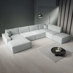 Meubella - Manolo - Hoekbank 5-zits Met Chaise Longue - Stof Grijs - Links -Leenbakker Winkel 34e1baf23e1e4a1882847d967bf6d1b2