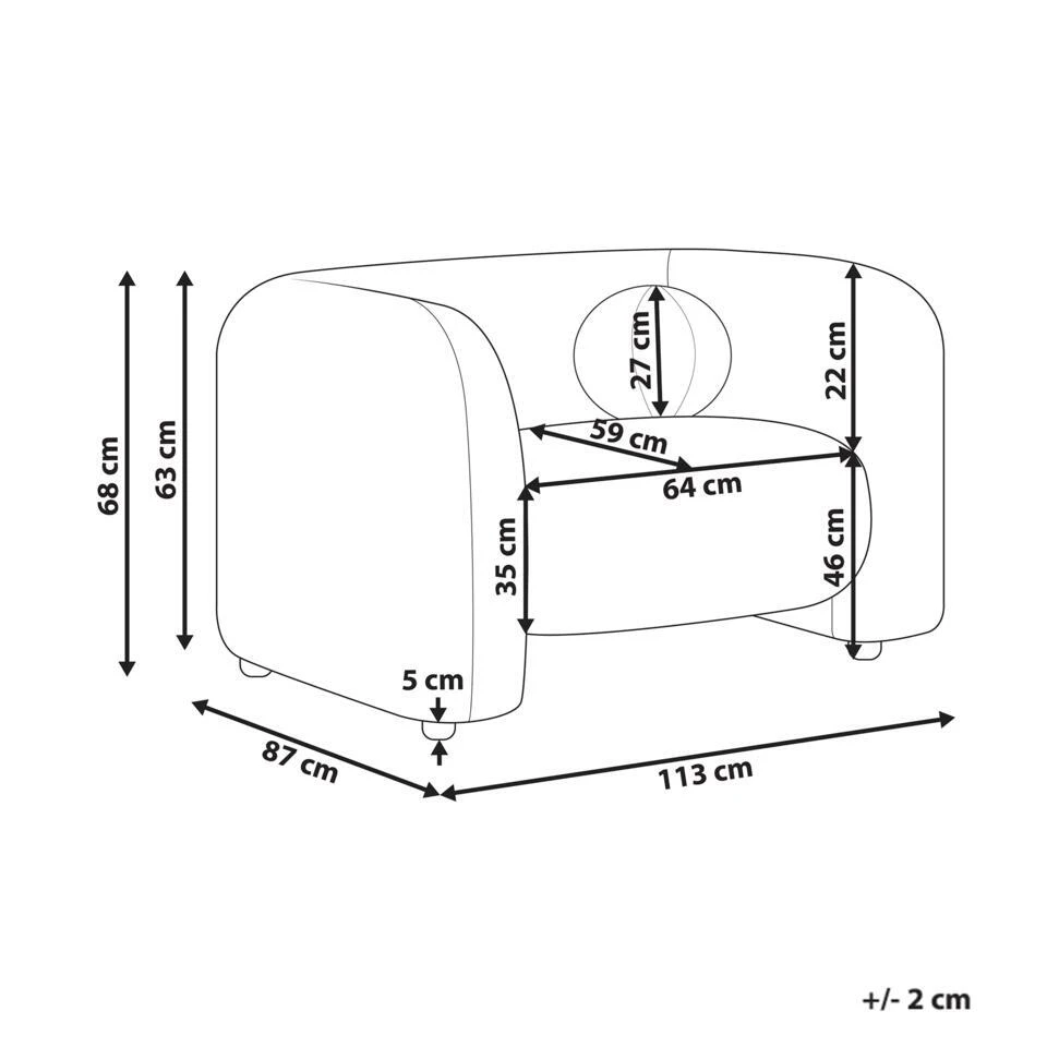 LEIREN - Fauteuil - Beige - Bouclé 4 LEIREN - Fauteuil - Beige - Bouclé - Afbeelding 4